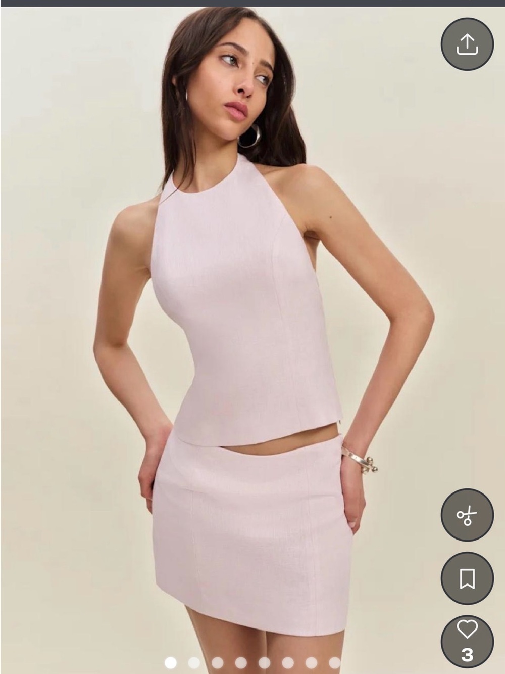 Reformation Pale Pink Halter Mini Dress